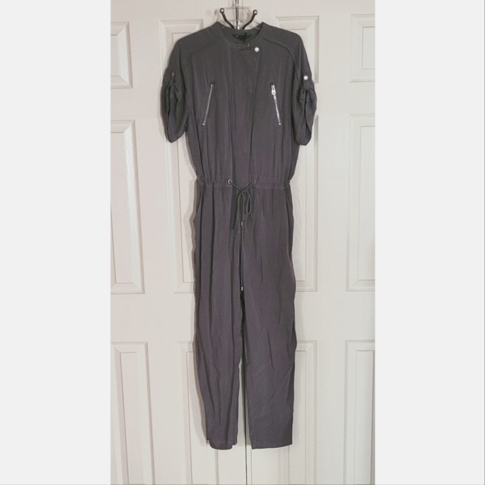 AX Armani Jumpsuit Zip + Button Hip Sleeveless Gray